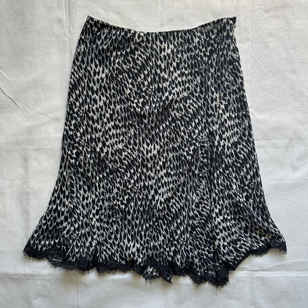 Nine & Company Y2K Animal Print Lace Midi Skirt Size 8